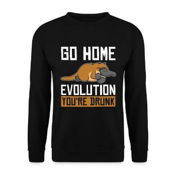 Platypus Go Home Evolution Living Fossil Animals - Unisex Pullover - Schwarz - Vorne - Alina (178cm) & Michal (187cm)