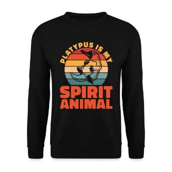 Ornithorynque est mon Animal Rétro Animal Lover - Sweat-shirt Unisexe - noir - Devant - Alina (178cm) & Michal (187cm)
