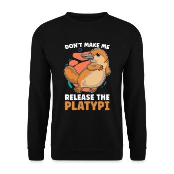 Platypus Don't Make Me Release Australian Wildlife - Unisex Sweatshirt - black - Front - Alina (178cm) & Michal (187cm)