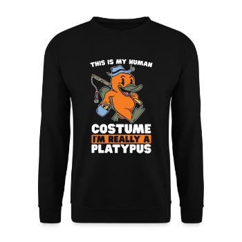 Ornithorynque C’est mon costume humain Je suis semi-aquatique - Sweat-shirt Unisexe - noir - Devant - Alina (178cm) & Michal (187cm)