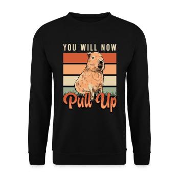 Capybara You Will Now Pull Up Retro Rodent Animals - Unisex Pullover - Schwarz - Vorne - Alina (178cm) & Michal (187cm)