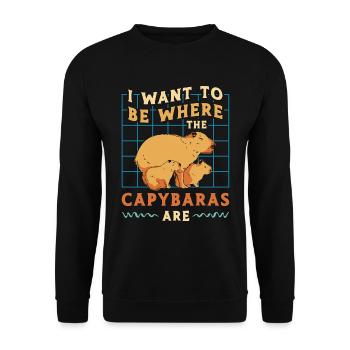 Capybara I Want To Be Where The Rodent Animals - Unisex Sweatshirt - black - Front - Alina (178cm) & Michal (187cm)