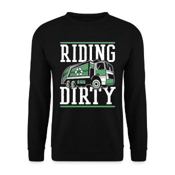 Lkw Fahrer Trucker Lastwagenfahrer Schmutzig - Unisex Pullover - Schwarz - Vorne - Alina (178cm) & Michal (187cm)