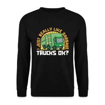 Lkw Fahrer Trucker Lastwagenfahrer Witzig - Unisex Pullover - Schwarz - Vorne - Alina (178cm) & Michal (187cm)
