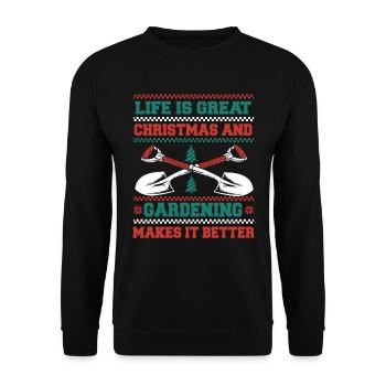 Jardin jardinier amateur Noël dans le jardin - Sweat-shirt Unisexe - noir - Devant - Alina (178cm) & Michal (187cm)