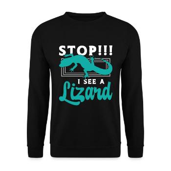 Skinks Stop I See A Lizard Blue Tongued Reptiles - Unisex Pullover - Schwarz - Vorne - Alina (178cm) & Michal (187cm)