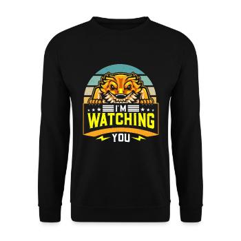 Bearded Dragon I'm Watching You Herpetology Lizard - Unisex Sweatshirt - black - Front - Alina (178cm) & Michal (187cm)