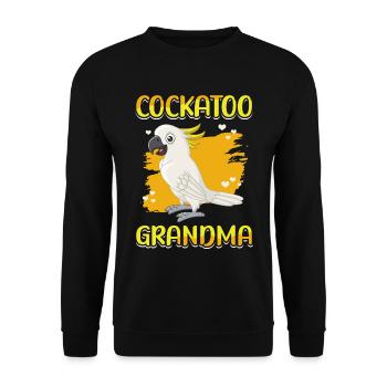 Kakadu Oma Papageien Kakadus Geschenk - Unisex Pullover - Schwarz - Vorne - Alina (178cm) & Michal (187cm)