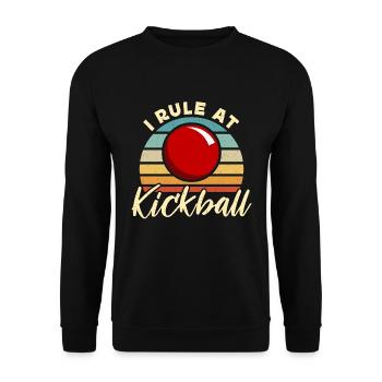 Kickball I Rule At Kickball Retro Loves Kick Balls - Unisex Pullover - Schwarz - Vorne - Alina (178cm) & Michal (187cm)