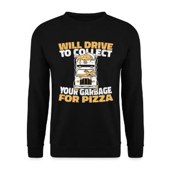 Lkw Fahrer Trucker Lastwagenfahrer Pizza - Unisex Pullover - Schwarz - Vorne - Alina (178cm) & Michal (187cm)