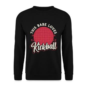 Kickball This Babe Loves Kickball Tournament Balls - Unisex Pullover - Schwarz - Vorne - Alina (178cm) & Michal (187cm)