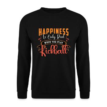 Kickball Happiness Is Only Real When Kick Balls - Unisex Pullover - Schwarz - Vorne - Alina (178cm) & Michal (187cm)