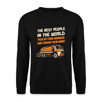 Camionneur Camionneur Camionneur Camionneur Ordures - Sweat-shirt Unisexe - noir - Devant - Alina (178cm) & Michal (187cm)