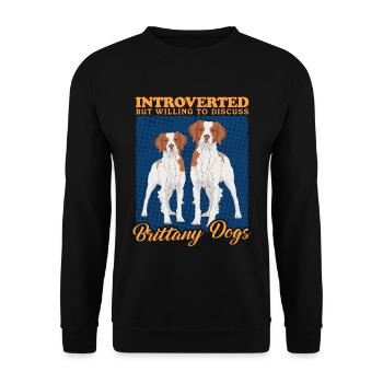Brittany Epagneul Breton Vorstehhund Geschenk - Unisex Pullover - Schwarz - Vorne - Alina (178cm) & Michal (187cm)