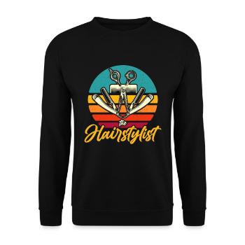 The Hairstylist Retro Hairdresser Haircutter Salon - Unisex Sweatshirt - black - Front - Alina (178cm) & Michal (187cm)