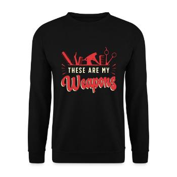 Coiffeur Ce sont mes armes Salon de coiffure - Sweat-shirt Unisexe - noir - Devant - Alina (178cm) & Michal (187cm)
