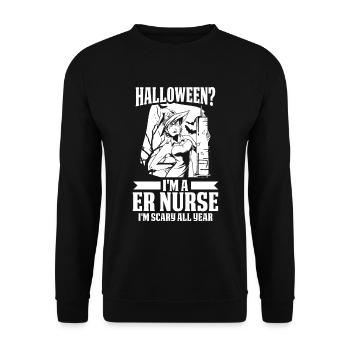 Krankenschwester Halloween - Unisex Pullover - Schwarz - Vorne - Alina (178cm) & Michal (187cm)