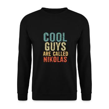 Les mecs cool s’appellent les nikolas - Sweat-shirt Unisexe - noir - Devant - Alina (178cm) & Michal (187cm)