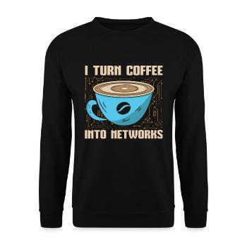 Ingénieur réseau, je transforme le café en programmeur - Sweat-shirt Unisexe - noir - Devant - Alina (178cm) & Michal (187cm)