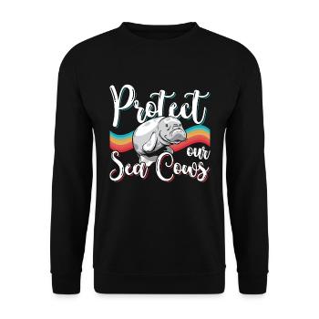 Dugong Protégez nos vaches de mer Animaux marins Lamantin - Sweat-shirt Unisexe - noir - Devant - Alina (178cm) & Michal (187cm)