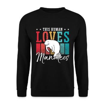 Dugong Cet Humain Aime Les Lamantins Animal Marin - Sweat-shirt Unisexe - noir - Devant - Alina (178cm) & Michal (187cm)