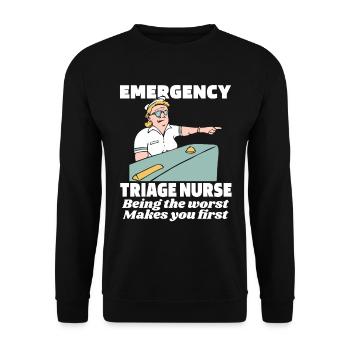 Krankenschwester Lustig Notfallkrankenschwester - Unisex Pullover - Schwarz - Vorne - Alina (178cm) & Michal (187cm)