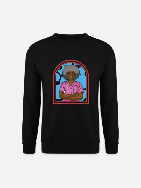 Krankenschwester Afro Notfall Krankenschwester - Unisex Pullover - Schwarz