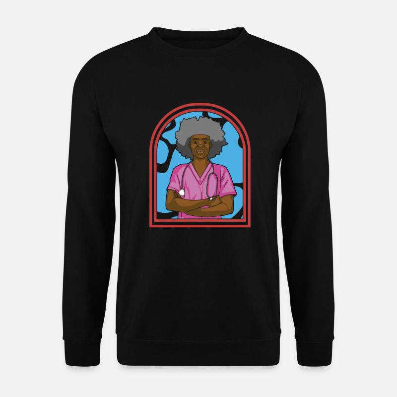 Krankenschwester Afro Notfall Krankenschwester - Unisex Pullover - Schwarz