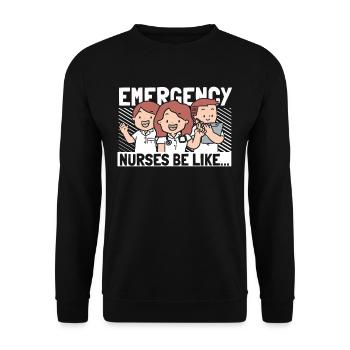Krankenschwester Lustig Notfall Krankenschwester - Unisex Pullover - Schwarz - Vorne - Alina (178cm) & Michal (187cm)