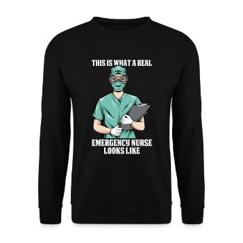 Krankenschwester Lustig Notfall Krankenschwester - Unisex Pullover - Schwarz - Vorne - Alina (178cm) & Michal (187cm)