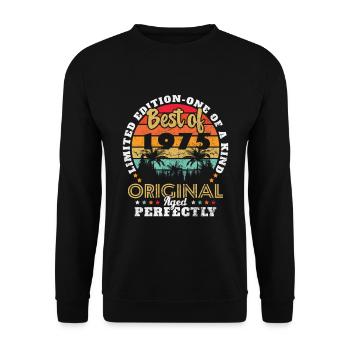 1975 Vintage Retro Geburtstagsgeschenk - Unisex Pullover - Schwarz - Vorne - Alina (178cm) & Michal (187cm)