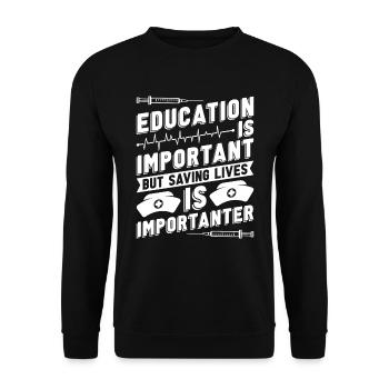 Krankenschwester Herzschlag - Unisex Pullover - Schwarz - Vorne - Alina (178cm) & Michal (187cm)