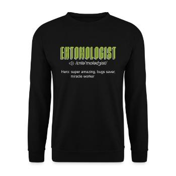 Entomologist Hero Super Amazing Insect Collector - Unisex Pullover - Schwarz - Vorne - Alina (178cm) & Michal (187cm)