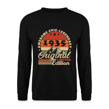 Original 1935 Vintage Retro Anniversary Gift - Unisex Sweatshirt - black - Front - Alina (178cm) & Michal (187cm)