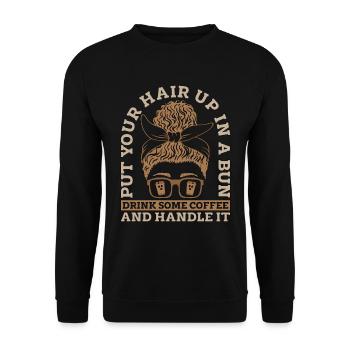 Espresso Put Your Hair Up In A Bun Coffee Drinker - Unisex Sweatshirt - black - Front - Alina (178cm) & Michal (187cm)