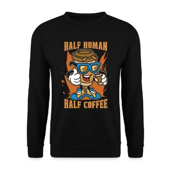 Espresso Half Human Half Coffee Barista Caffeine - Unisex Sweatshirt - black - Front - Alina (178cm) & Michal (187cm)