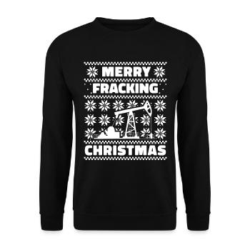 Oilfield Oil Rig Christmas Fracking - Unisex Sweatshirt - black - Front - Alina (178cm) & Michal (187cm)