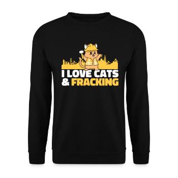 Plate-forme pétrolière de champ pétrolifère Cat Fracking - Sweat-shirt Unisexe - noir - Devant - Alina (178cm) & Michal (187cm)