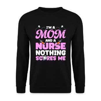 Infirmière Maman Infirmière d’urgence - Sweat-shirt Unisexe - noir - Devant - Alina (178cm) & Michal (187cm)