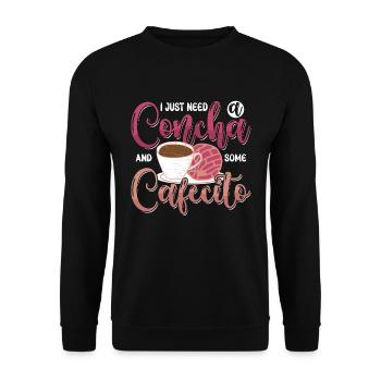 Conchas, j’ai juste besoin d’une concha et d’un peu de nourriture mexicaine - Sweat-shirt Unisexe - noir - Devant - Alina (178cm) & Michal (187cm)