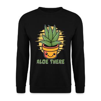 Succulent Aloe There Loves Gardening Potted Plant - Unisex Sweatshirt - black - Front - Alina (178cm) & Michal (187cm)