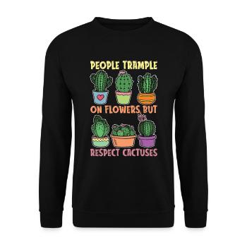 Succulent People Trample On Flowers But Cactuses - Unisex Sweatshirt - black - Front - Alina (178cm) & Michal (187cm)