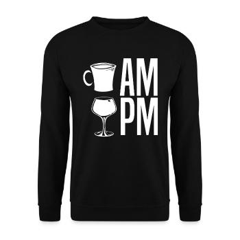 Coffee Cafe Coffee Wine Am Pm - Unisex Sweatshirt - black - Front - Alina (178cm) & Michal (187cm)