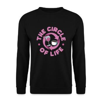 Kaffee Cafe Kaffeewein The Circle Of Life - Unisex Pullover - Schwarz - Vorne - Alina (178cm) & Michal (187cm)