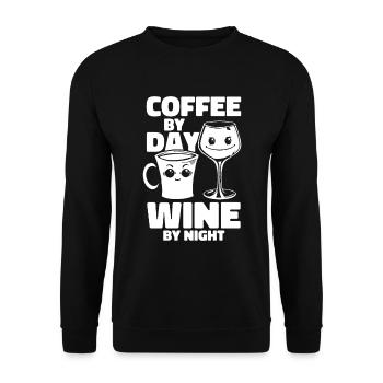 Kaffee Cafe Witzig Kaffeewein - Unisex Pullover - Schwarz - Vorne - Alina (178cm) & Michal (187cm)