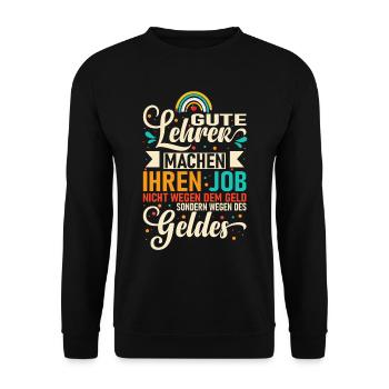 Lustiger Lehrer Grammatik Spruch für Schüler - Unisex Pullover - Schwarz - Vorne - Alina (178cm) & Michal (187cm)
