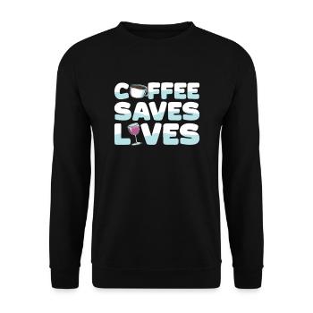 Café Café Café Vin Le café sauve des vies - Sweat-shirt Unisexe - noir - Devant - Alina (178cm) & Michal (187cm)