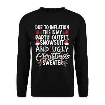 Due to Inflation - lustiger Weihnachtsspruch - Unisex Pullover - Schwarz - Vorne - Alina (178cm) & Michal (187cm)