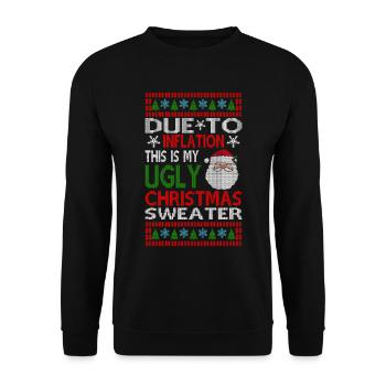 En raison de l’inflation - Noël moche - Sweat-shirt Unisexe - noir - Devant - Alina (178cm) & Michal (187cm)