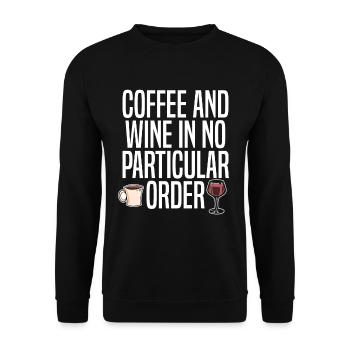 Kaffee Cafe Lustig Kaffee Wein - Unisex Pullover - Schwarz - Vorne - Alina (178cm) & Michal (187cm)